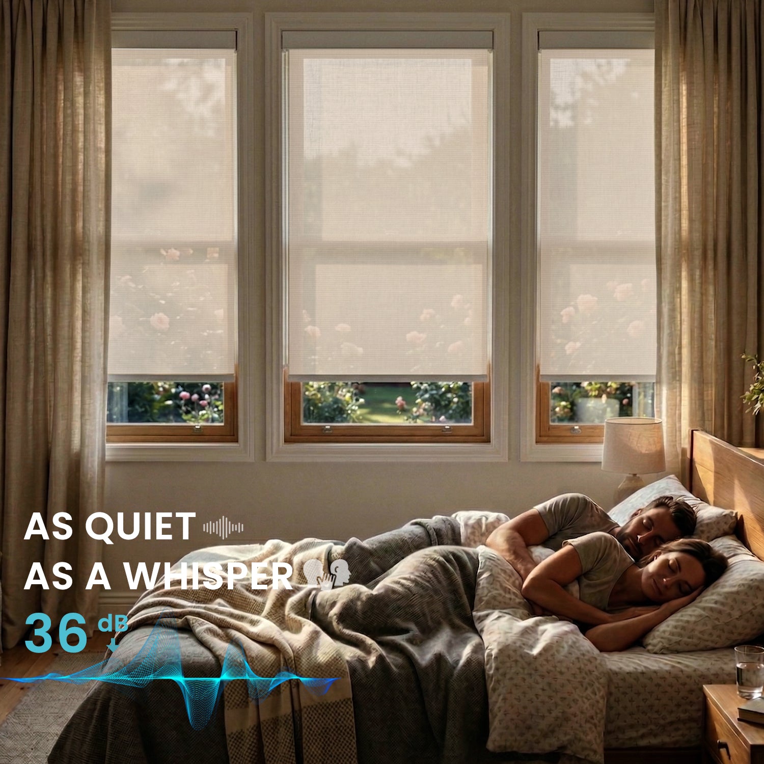 SmartWings Motorized Light Filtering Roller Shades 50% Blackout PVC Free Sunscreen