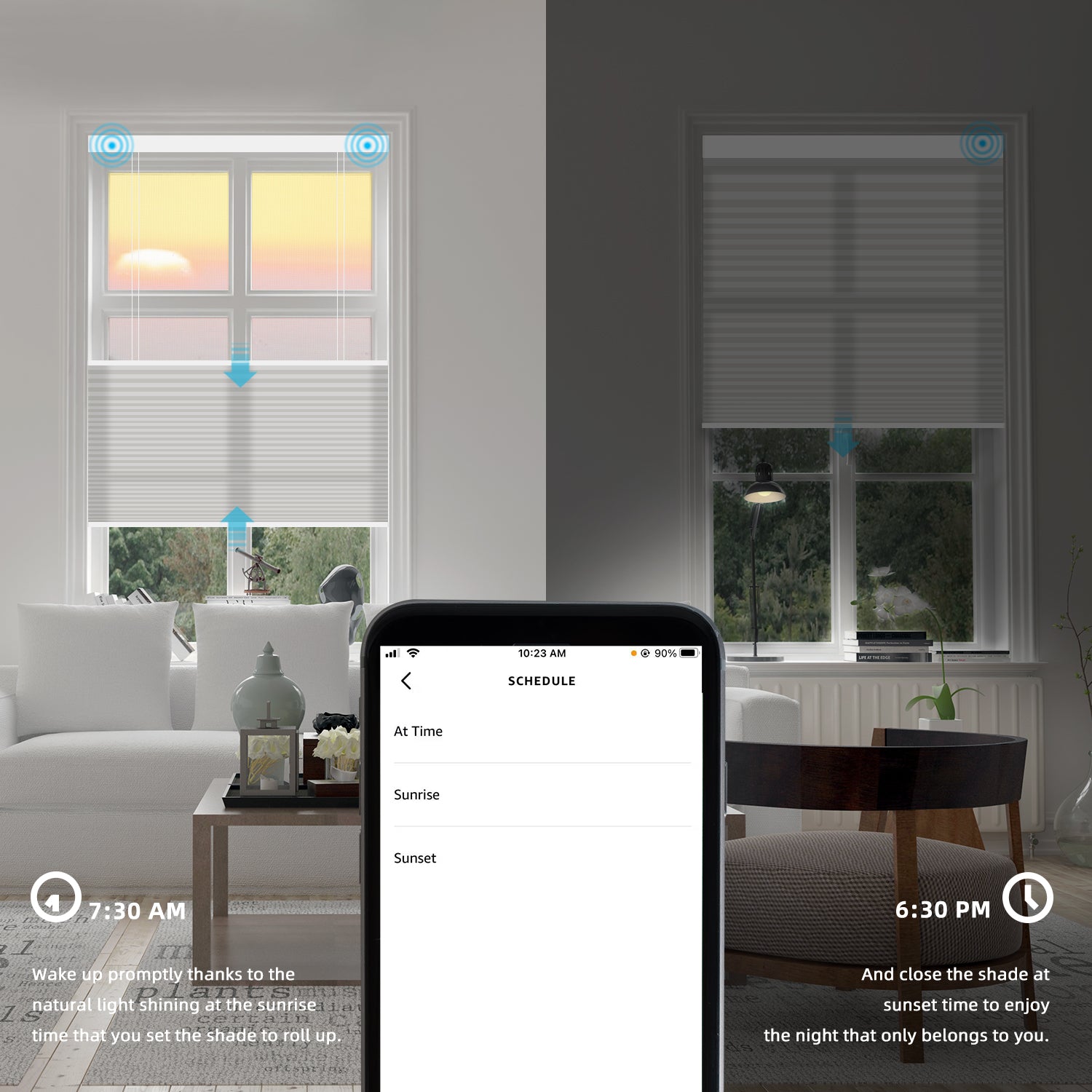SmartWings Motorized Light Filtering Levitate Cellular Shades Nowa