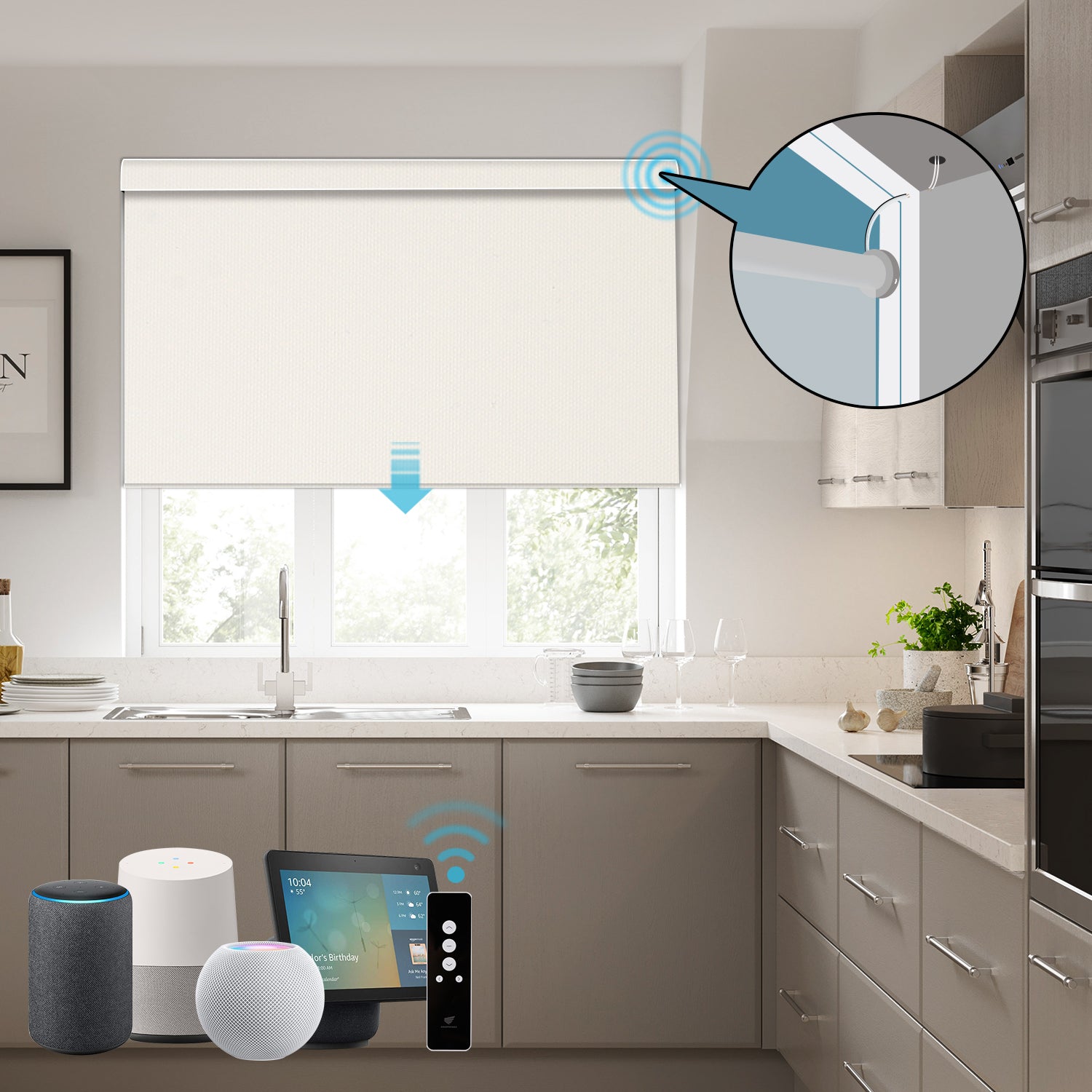 SmartWings Hardwired Motorized Roller Shades 100% Blackout Vinyl