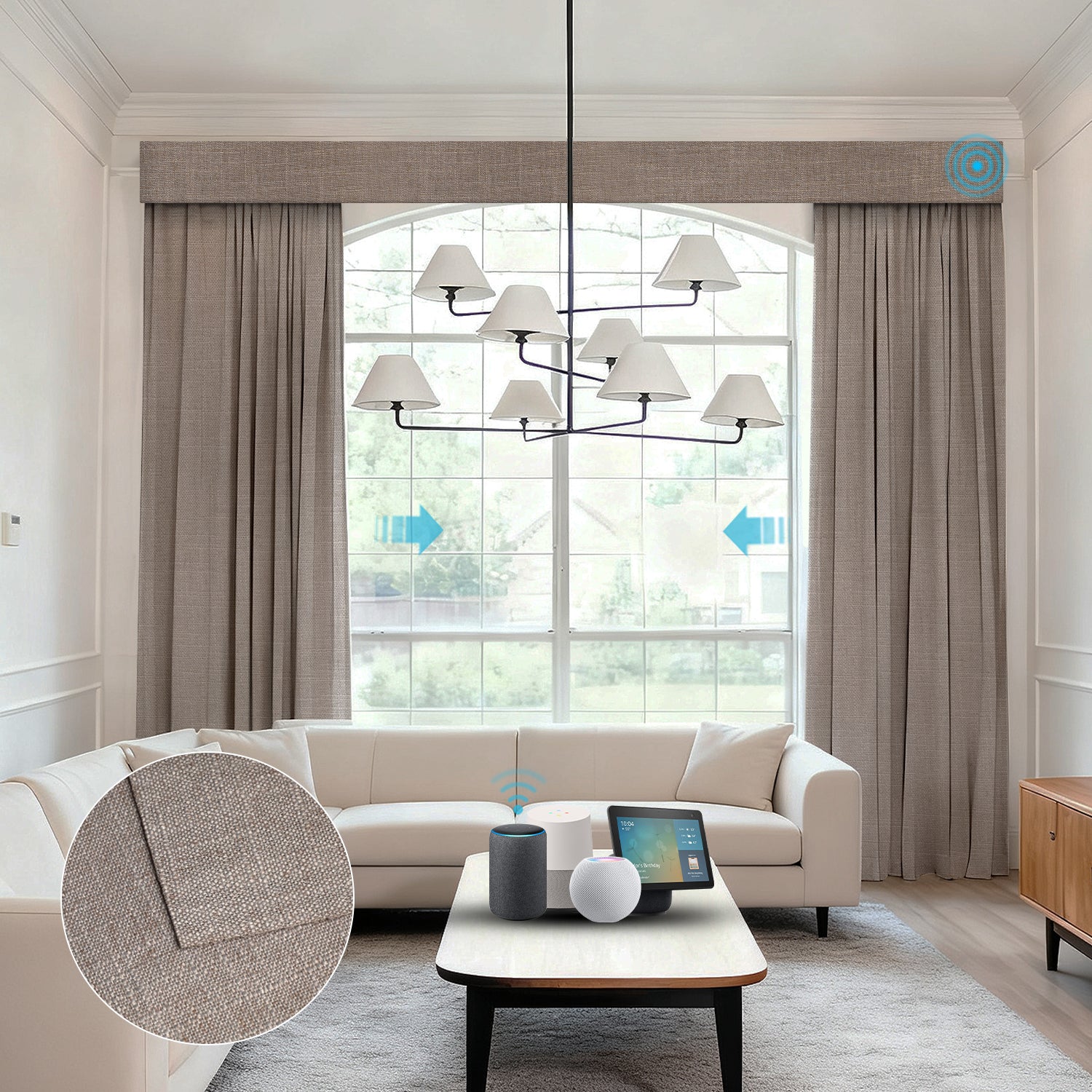 SmartWings Motorized Linen Drapery 50%/70%/100% Blackout Daphne