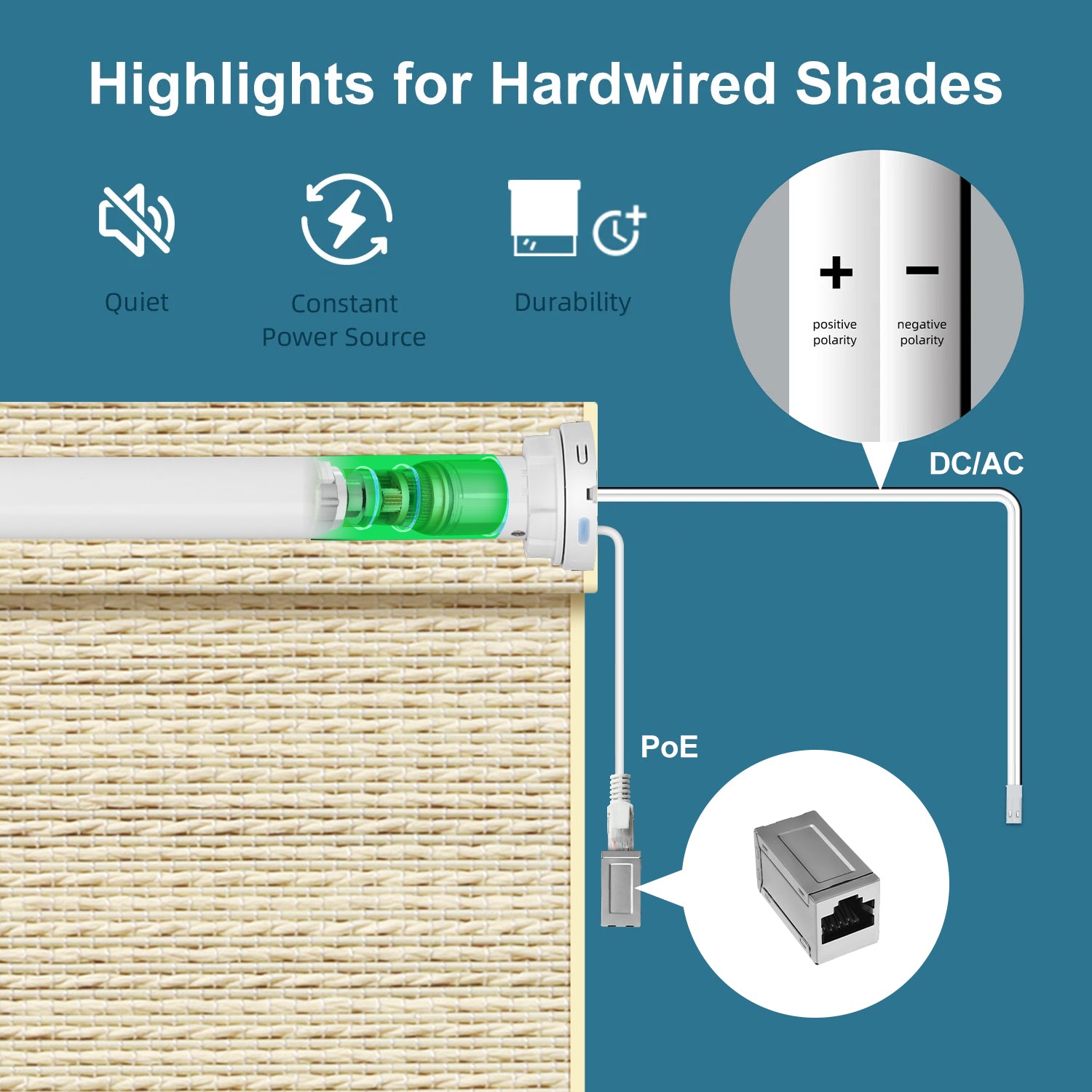 SmartWings Motorized Woven Wood Shades 50%/70%/100% Blackout Aphrodite