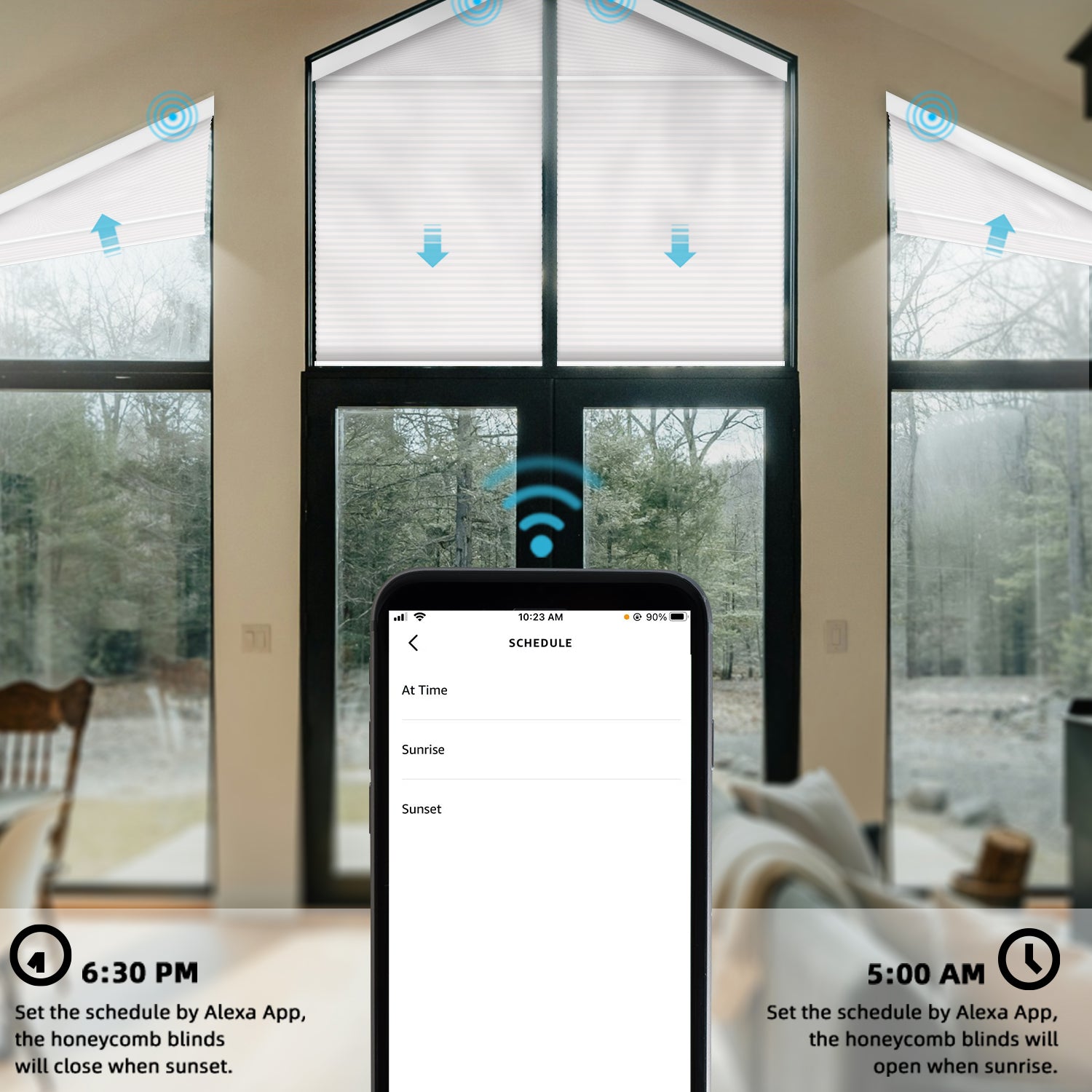 SmartWings Motorized Light Filtering Trapezoid Cellular Shades Nowa