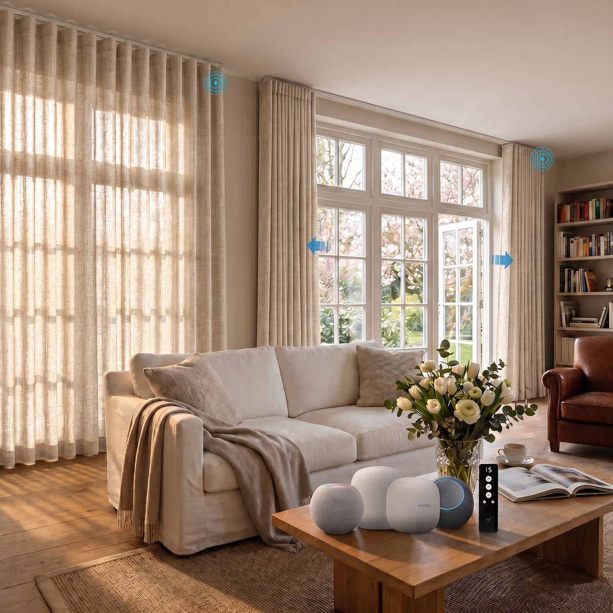SmartWings Motorized Ripple Fold Drapery 50%/70%/100% Blackout Daphne