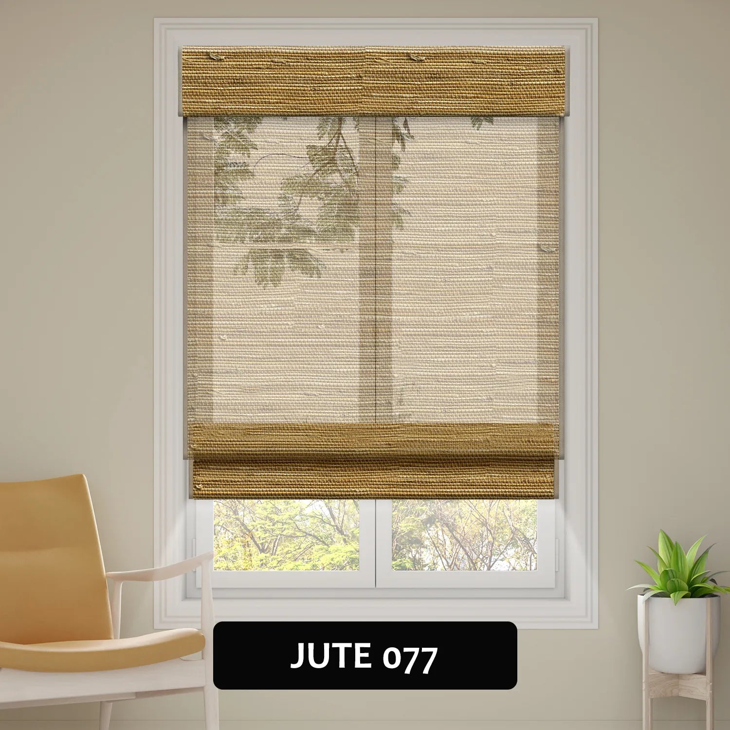 SmartWings Motorized Woven Wood Shades 50% Blackout See-through Orithyia
