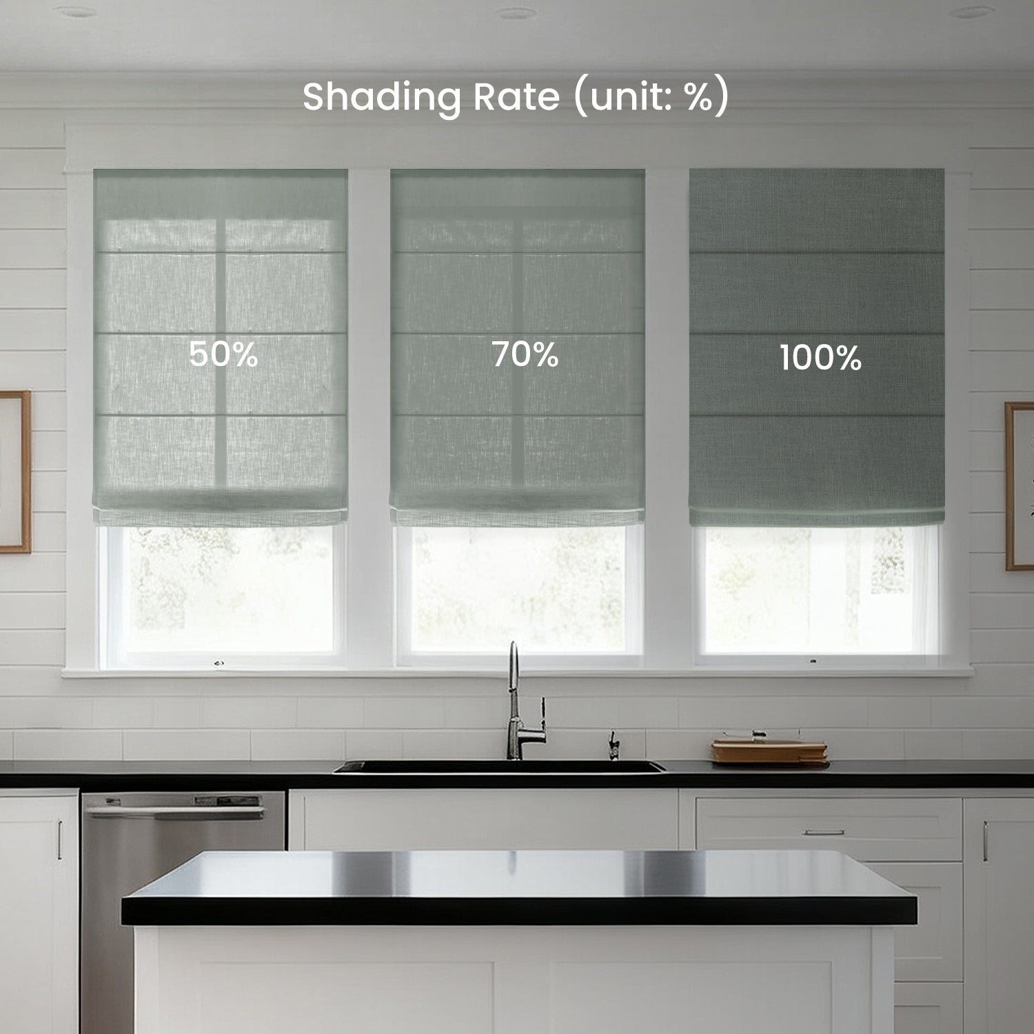 SmartWings Motorized Linen Roman Shades 50%/70%/100% Blackout Daphne