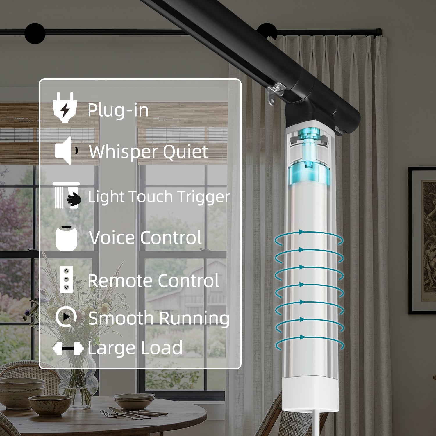 SmartWings Motorized Curtain Rod Kit