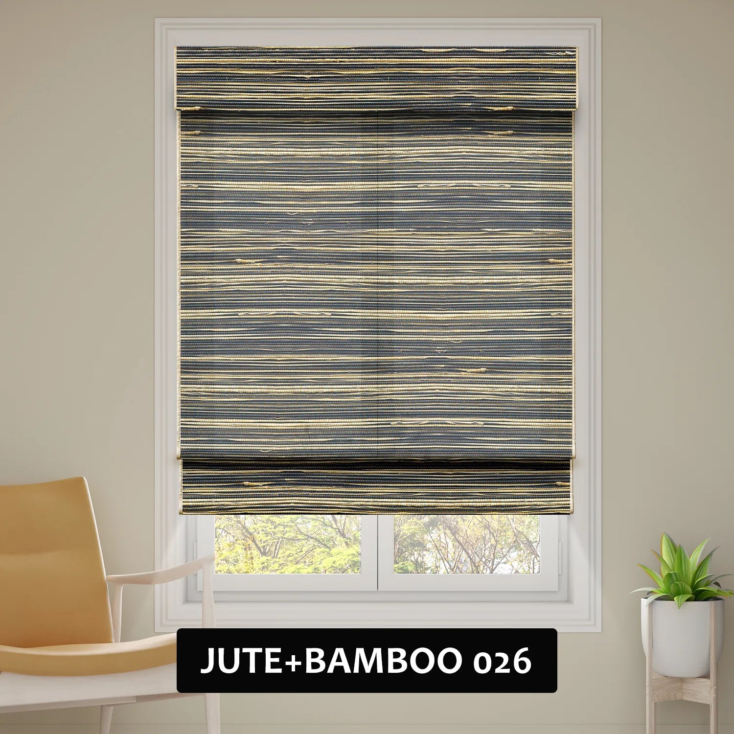 SmartWings Motorized Woven Wood Shades 70% Blackout Privacy
