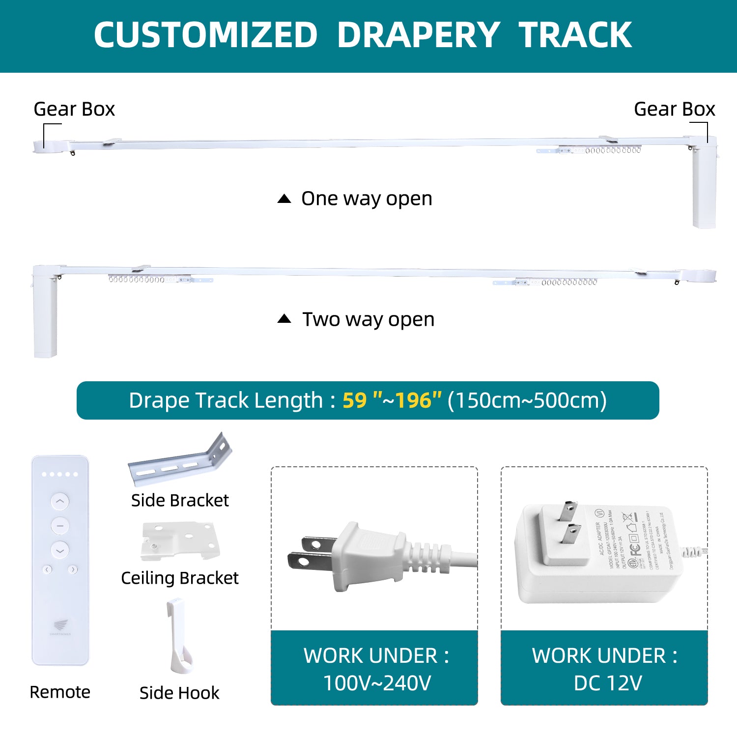 SmartWings Motorized Drapery Rod Kit