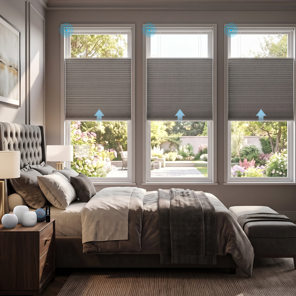 SmartWings Motorized Levitate Linen Cellular Shades Nowa Designer Texture Helios