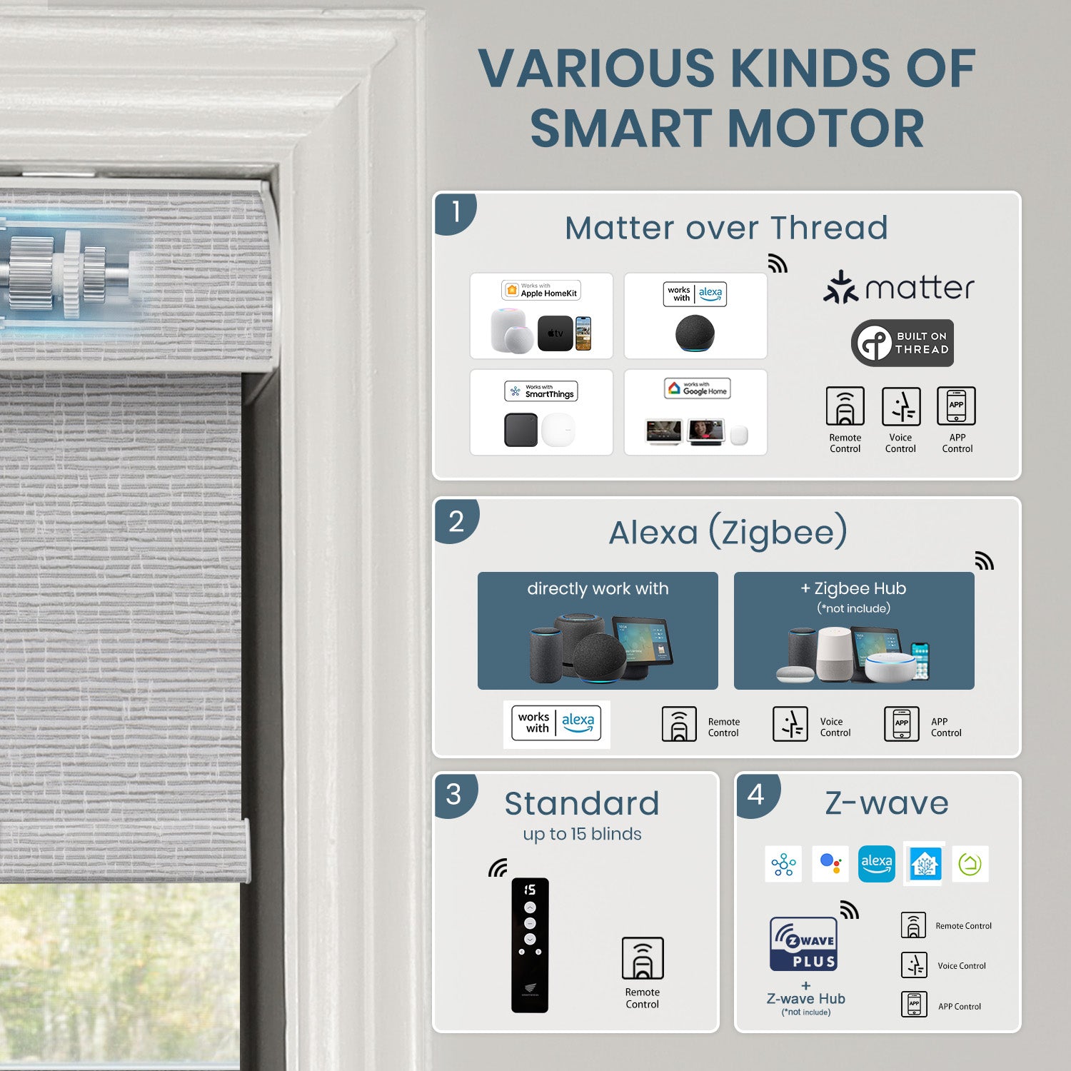 SmartWings Motorized Roller Shades 100% Blackout Safari