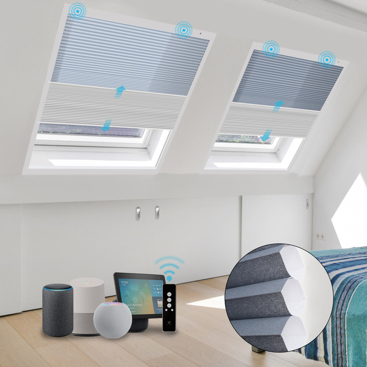 SmartWings Motorized Premium Day/Night Skylight Cellular Shades Hazel