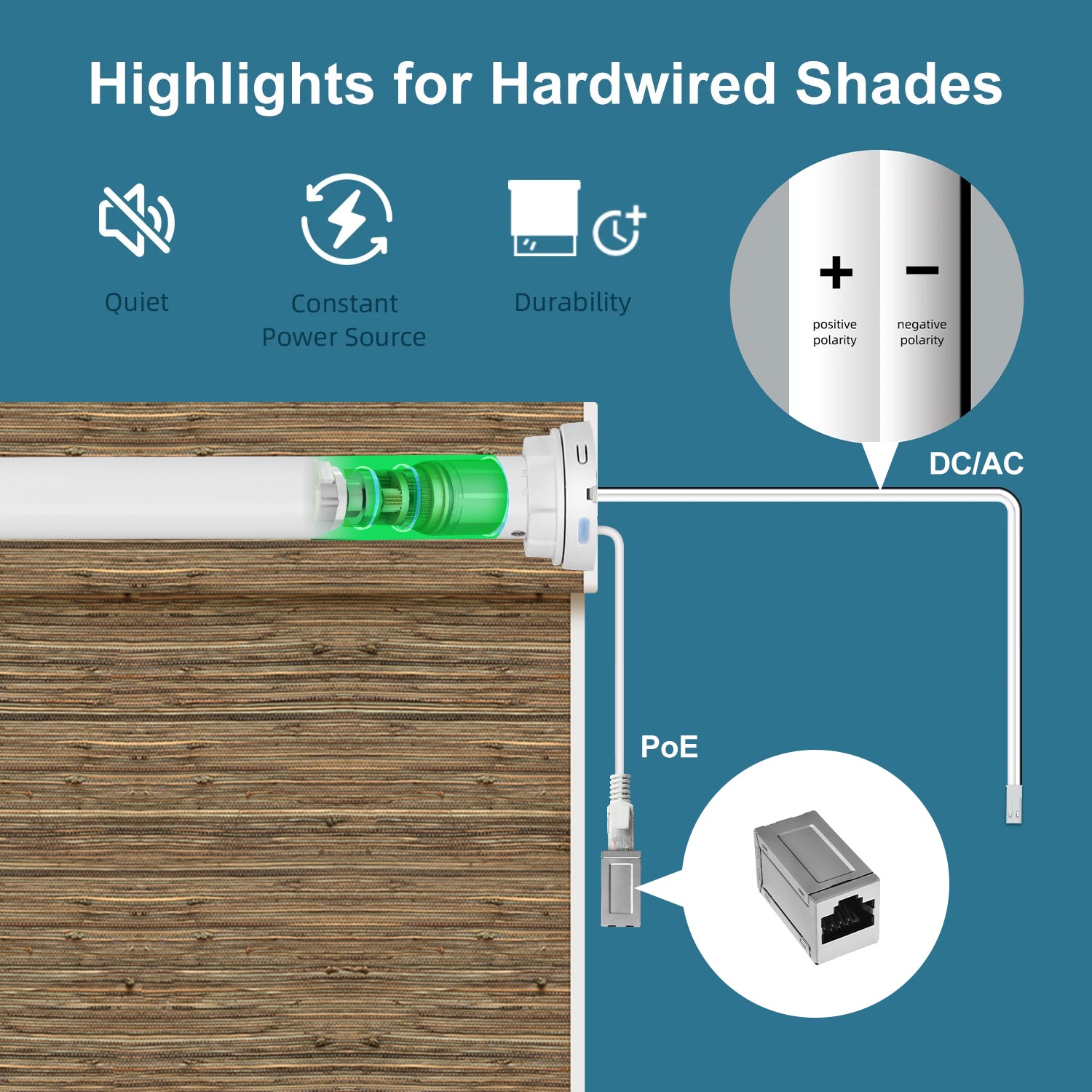 SmartWings Motorized Woven Wood Shades 50%/70%/100% Blackout