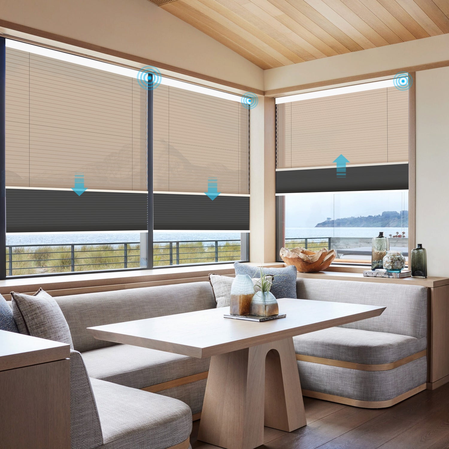 SmartWings Motorized Blackout And Light Filtering Day/Night Cellular Shades Nowa