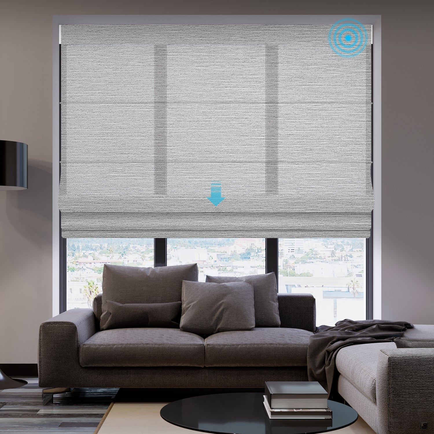 SmartWings Motorized Light Filtering Roman Shades 60% Blackout Clio