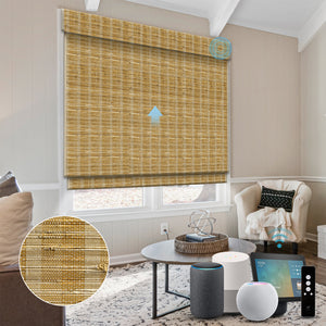 SmartWings Motorized Woven Wood Shades 100% Blackout Orithyia