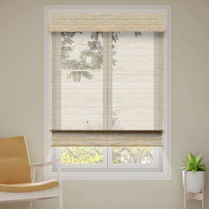 SmartWings Motorized Woven Wood Shades 50% Blackout See-through