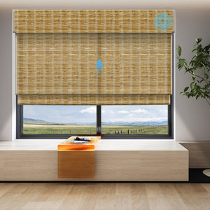 SmartWings Motorized Woven Wood Shades 70% Blackout Privacy Orithyia