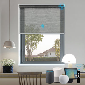 SmartWings Motorized Light Filtering Roller Shades 50% Blackout PVC Free Sunscreen