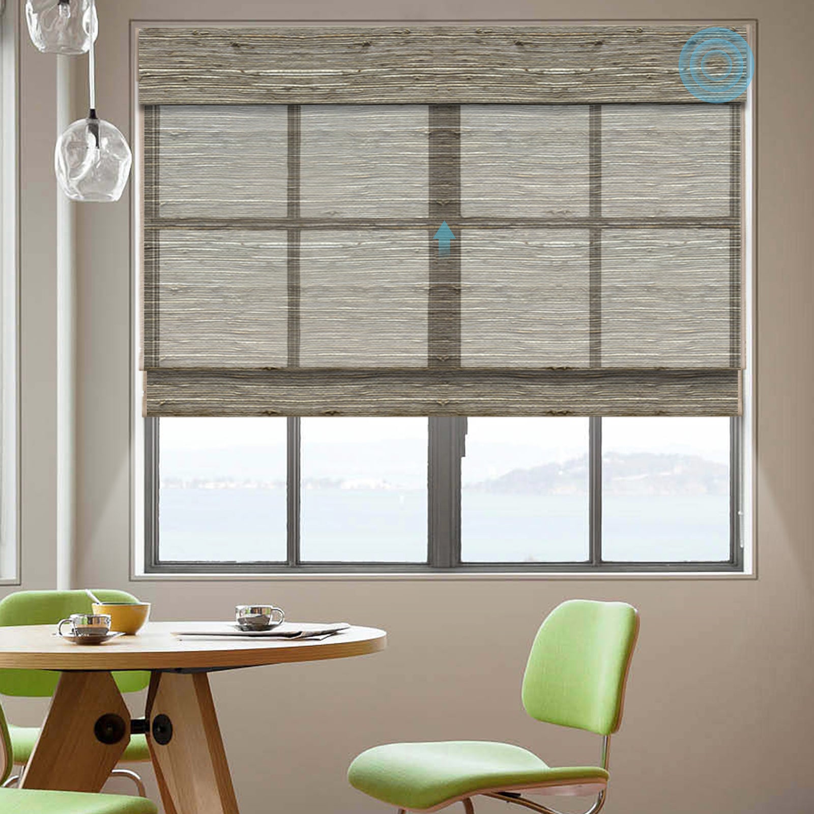 SmartWings Motorized Woven Wood Shades 50% Blackout See-through