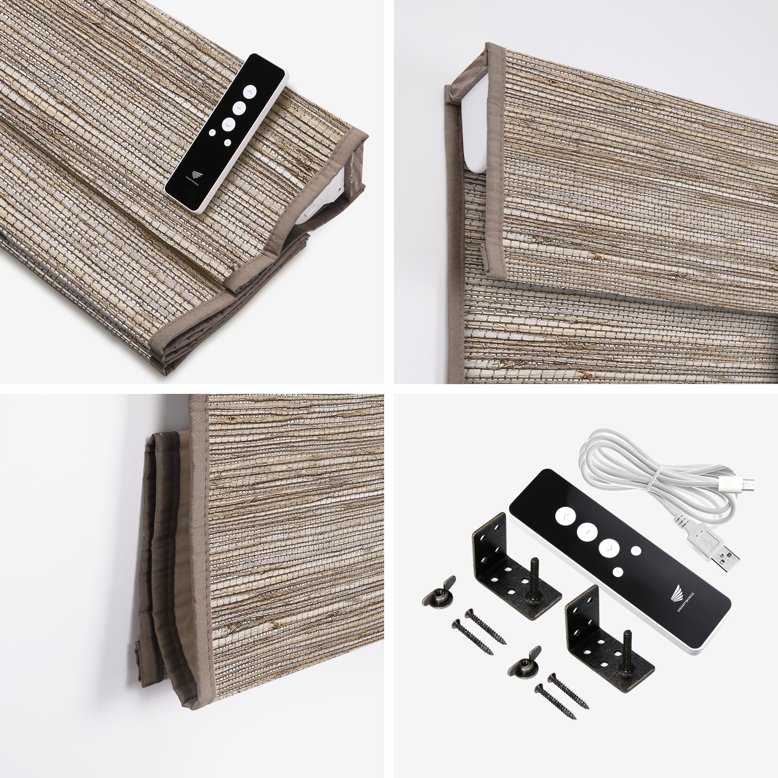 SmartWings Motorized Woven Wood Shades 50%/70%/100% Blackout