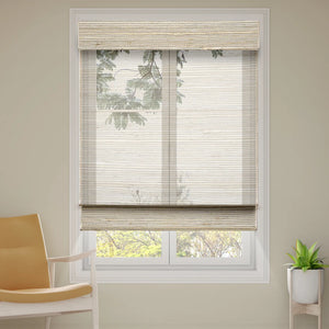 SmartWings Motorized Woven Wood Shades 50% Blackout See-through