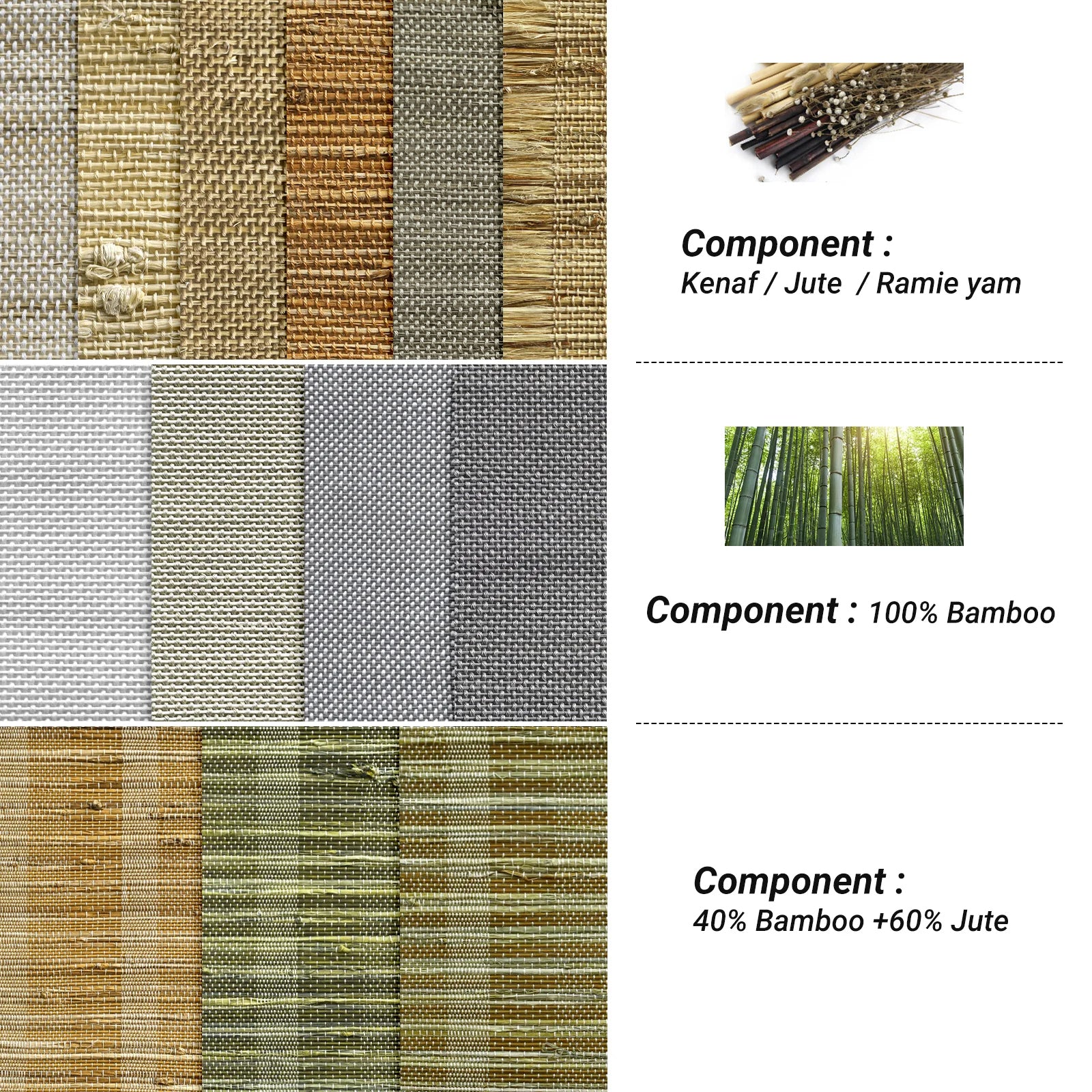 SmartWings Motorized Woven Wood Shades 50%/70%/100% Blackout Orithyia