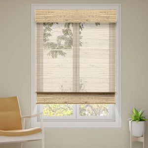 SmartWings Motorized Woven Wood Shades 50% Blackout See-through