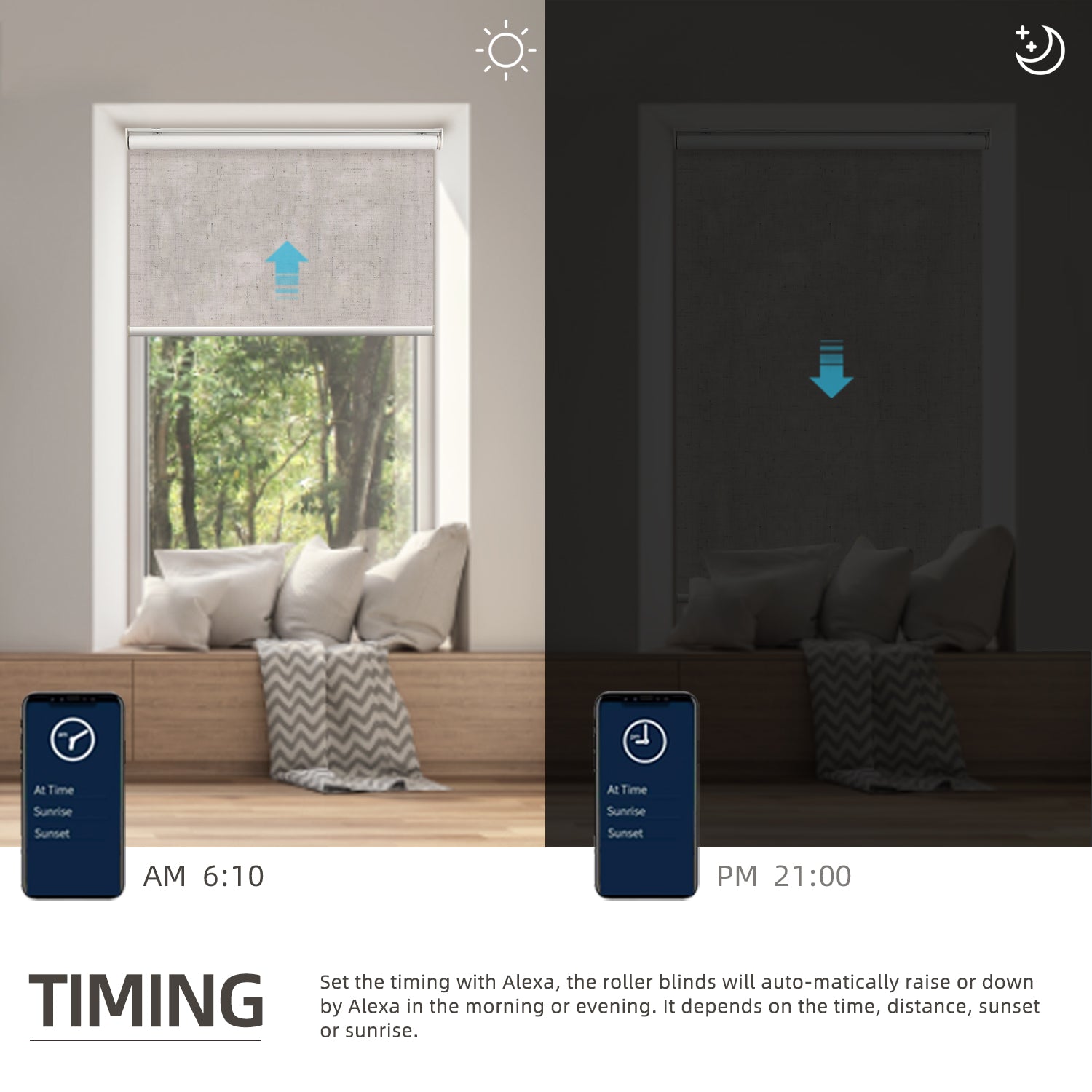 SmartWings Motorized Light Filtering Roller Shades 70% Blackout Linen