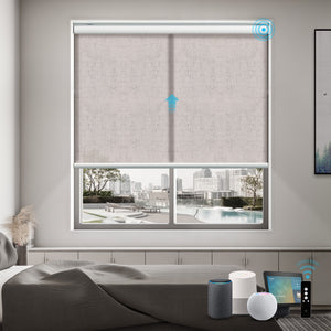 SmartWings Motorized Light Filtering Roller Shades 70% Blackout Linen