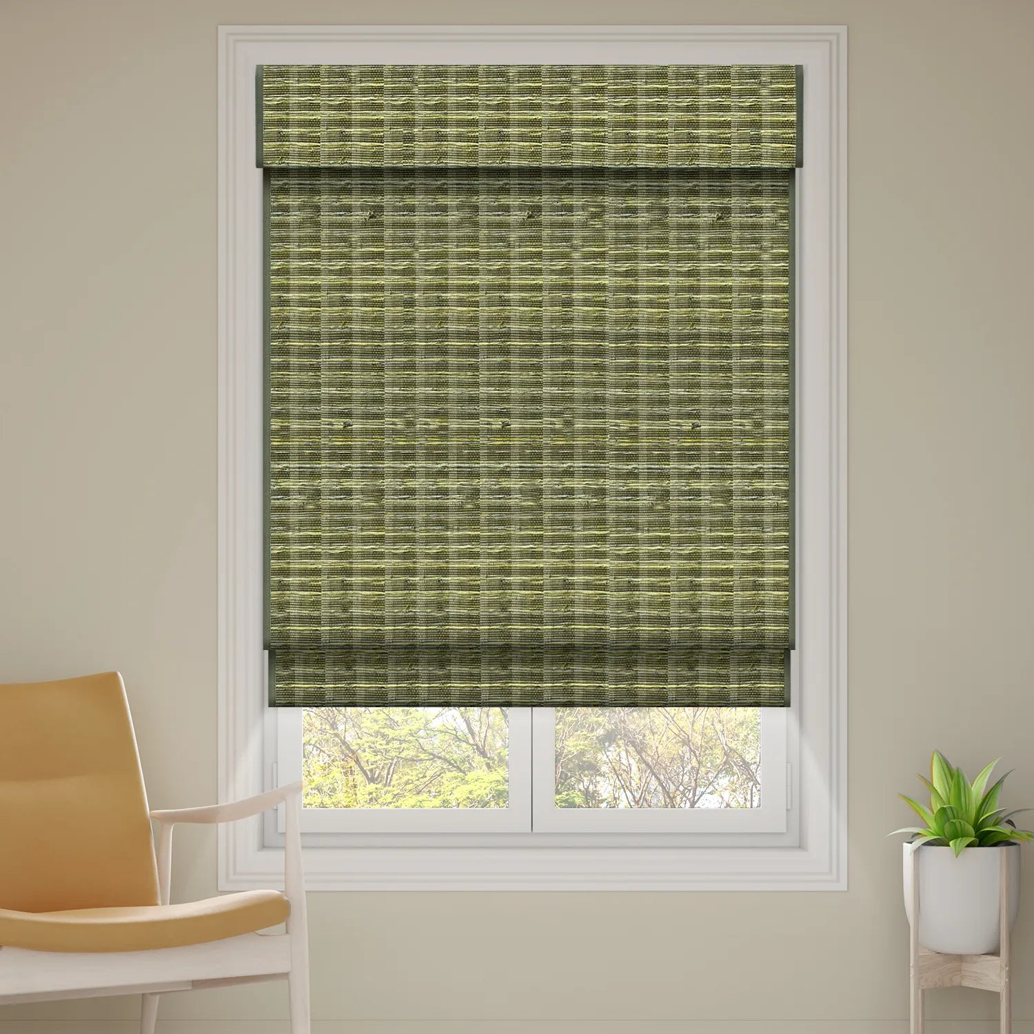 SmartWings Motorized Woven Wood Shades 100% Blackout Orithyia