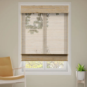 SmartWings Motorized Woven Wood Shades 50% Blackout See-through