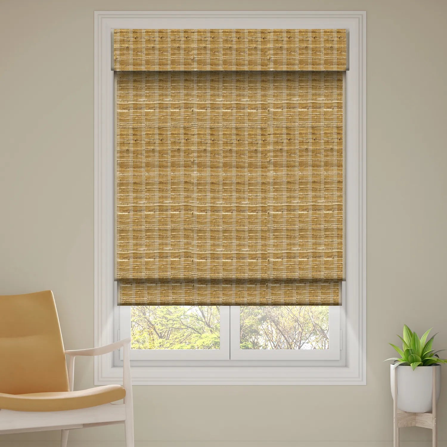 SmartWings Motorized Woven Wood Shades 100% Blackout Orithyia