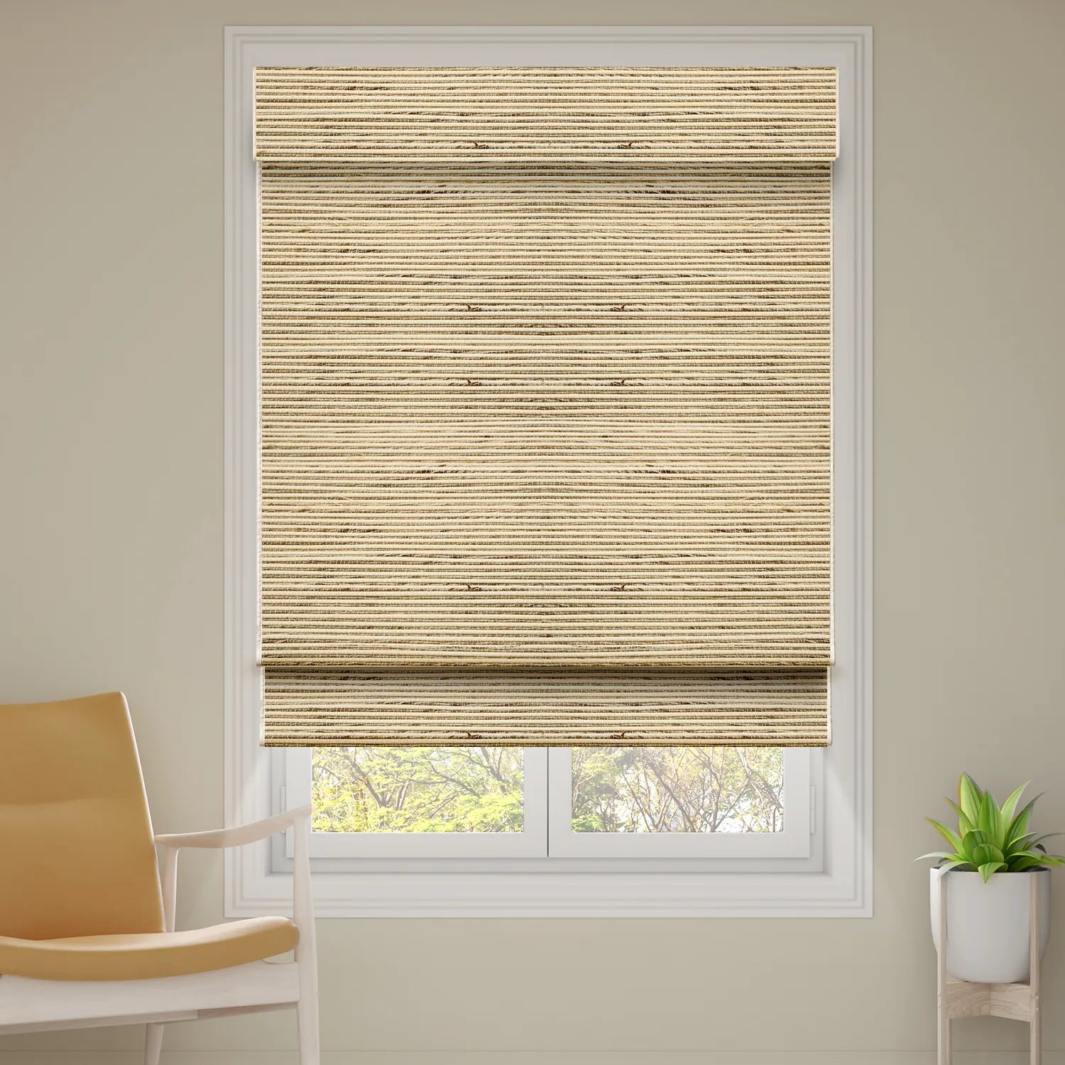 SmartWings Motorized Woven Wood Shades 100% Blackout