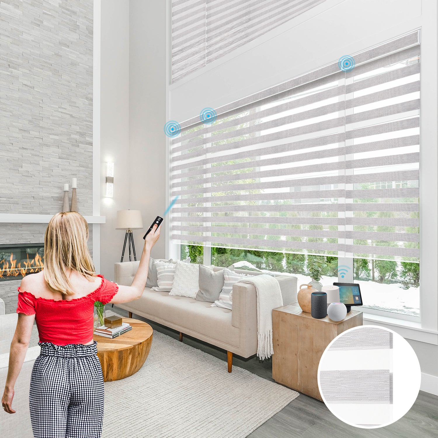 SmartWings Motorized Zebra Shades 60 Blackout Translucent 75mm Eloise